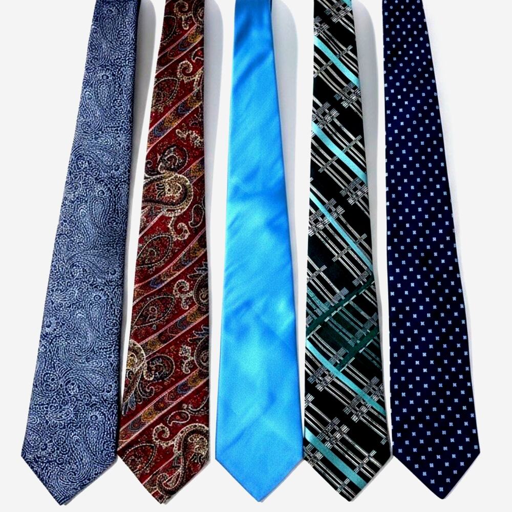 5 VTG Mens Ties eclectic Grandpa Costume Ivy League Old Money Preppy Classic